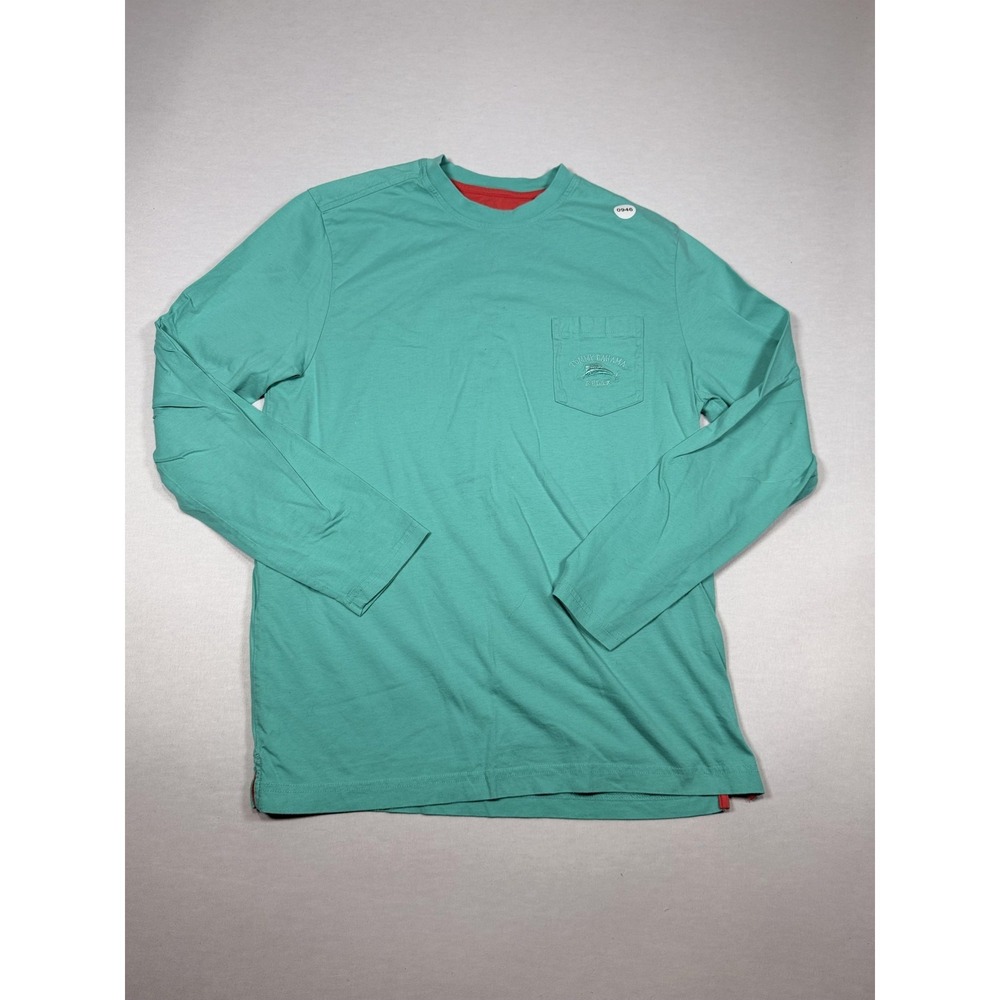 Tommy Bahama Shirt Mens Small Green Long Sleeve Pocket Relax Logo Tee Beach